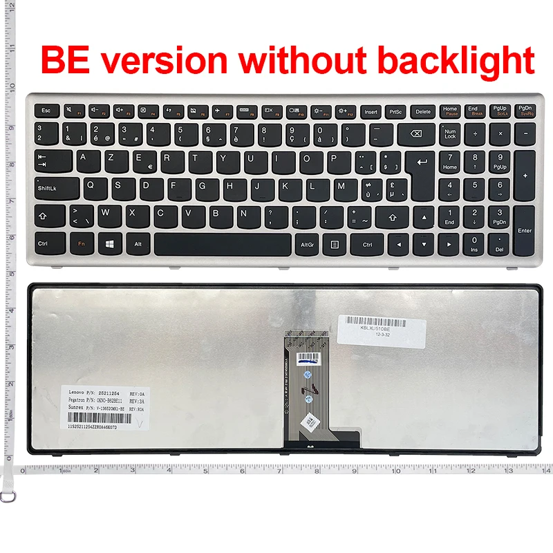 US/RU/UK/IT/BE/SL/BG/NW/EF/SA/ Klawiatura do laptopa Lenovo Ideapad Z710 U510 srebrna ramka z podświetlanym podświetleniem — zdjęcie 5