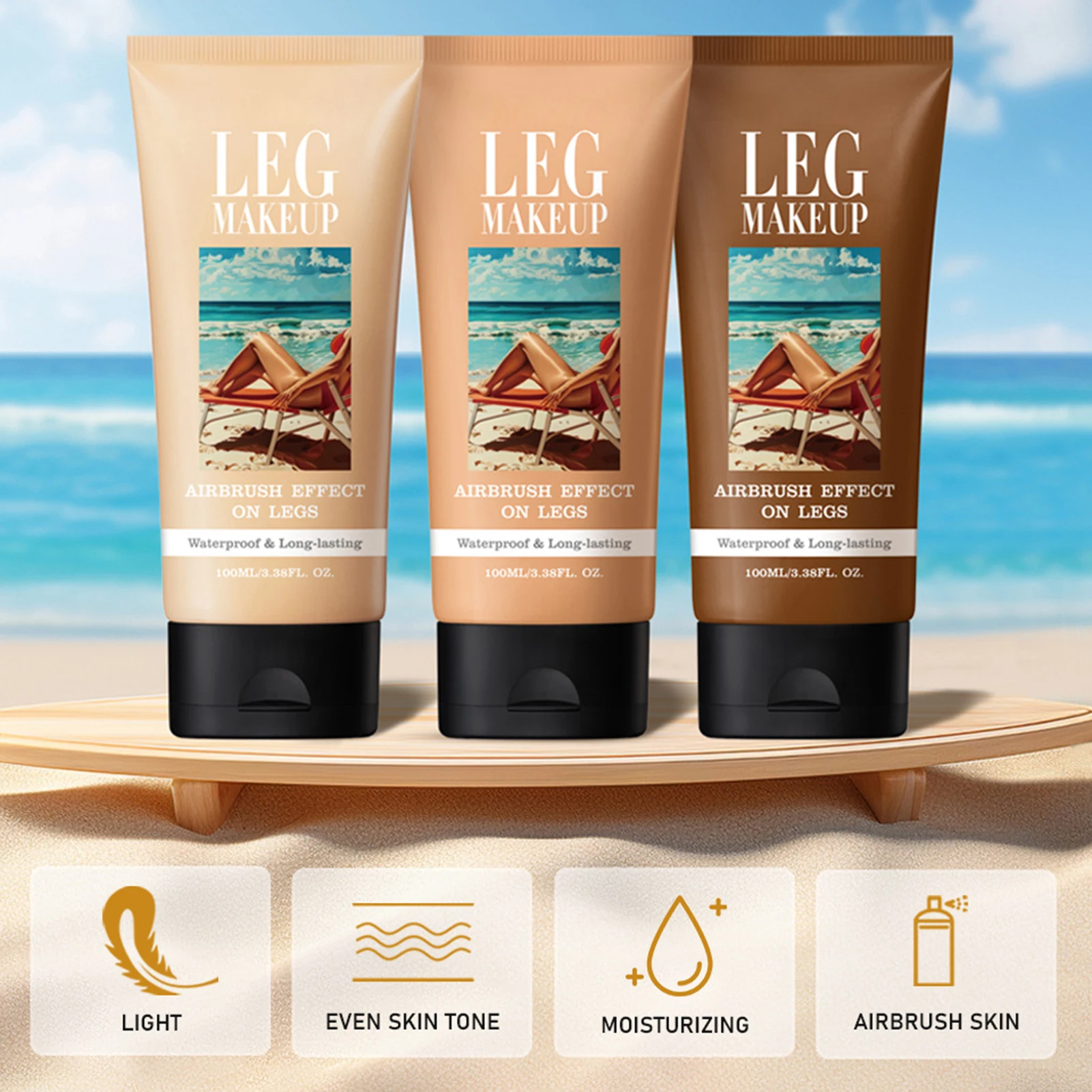 Leg Makeup Concealer Waterproof 3 Colors Skin Tone Even Leg Cover Cream 100ml Leg Coverage Perfector For Women Smooth Skin