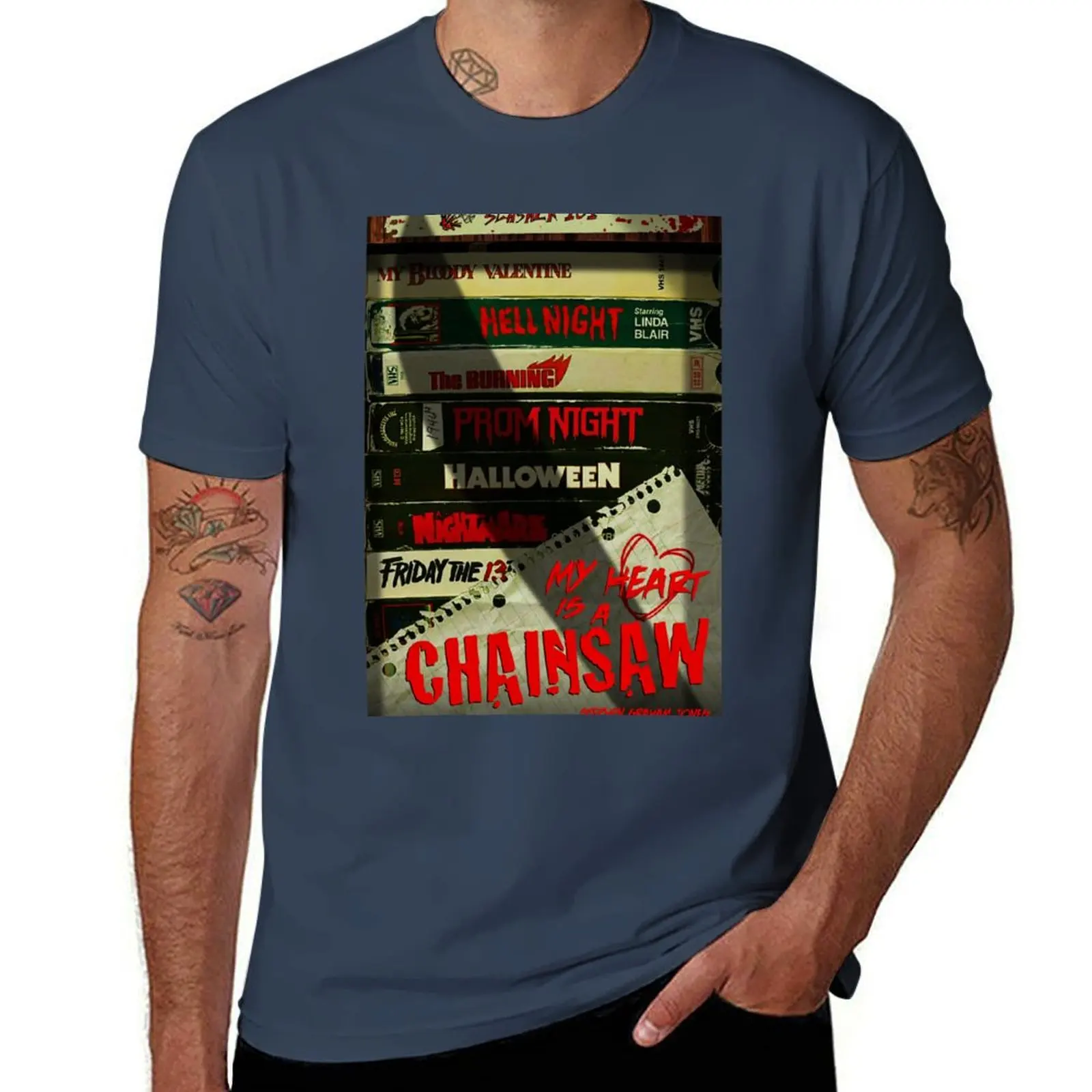My Heart is a Chainsaw VHS fan art Poster T-Shirt Big Size Simple T-Shirt