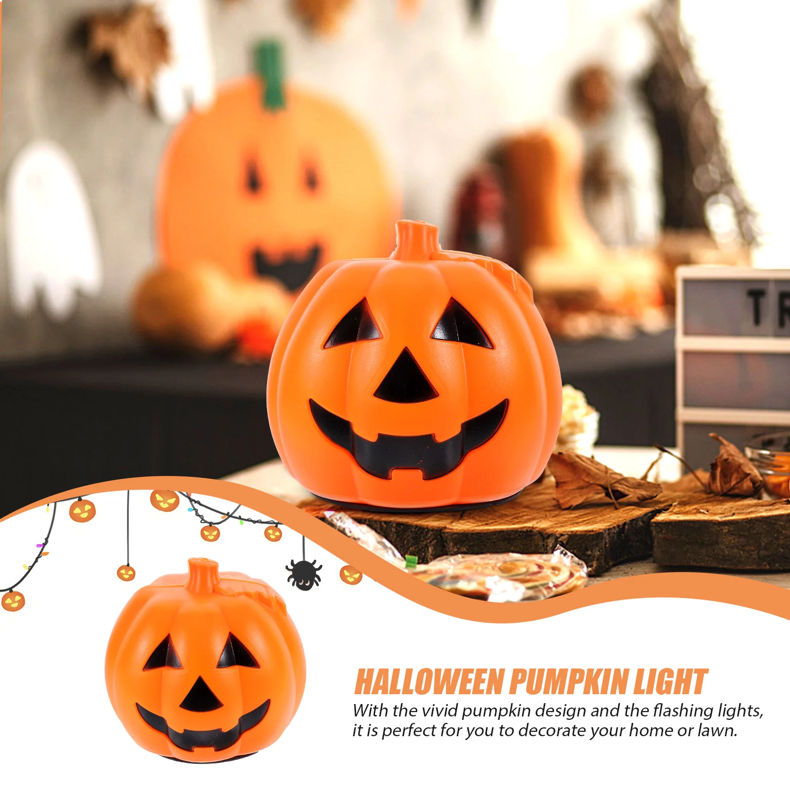 

Inflatable Pumpkin Lantern Ornament Night Light Flameless Lights Halloween Indoor