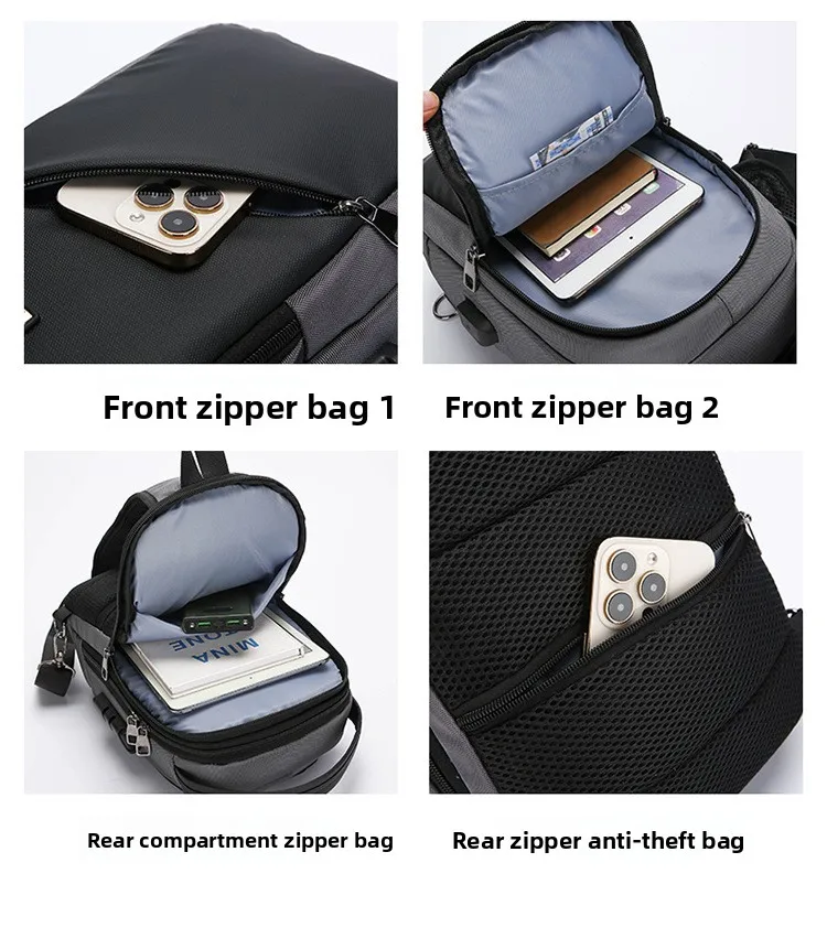 New Single-shoulder Simple Chest Bag, Multi-functional Crossbody Bag, Casual Waterproof Password Lock Anti-theft Small Backpack