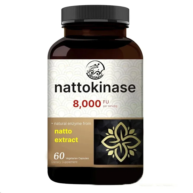 Nattokinase Supplement 8000 FU Per Serving,  Maximum Strength Enzyme and Heart Health Support 60 Capsules