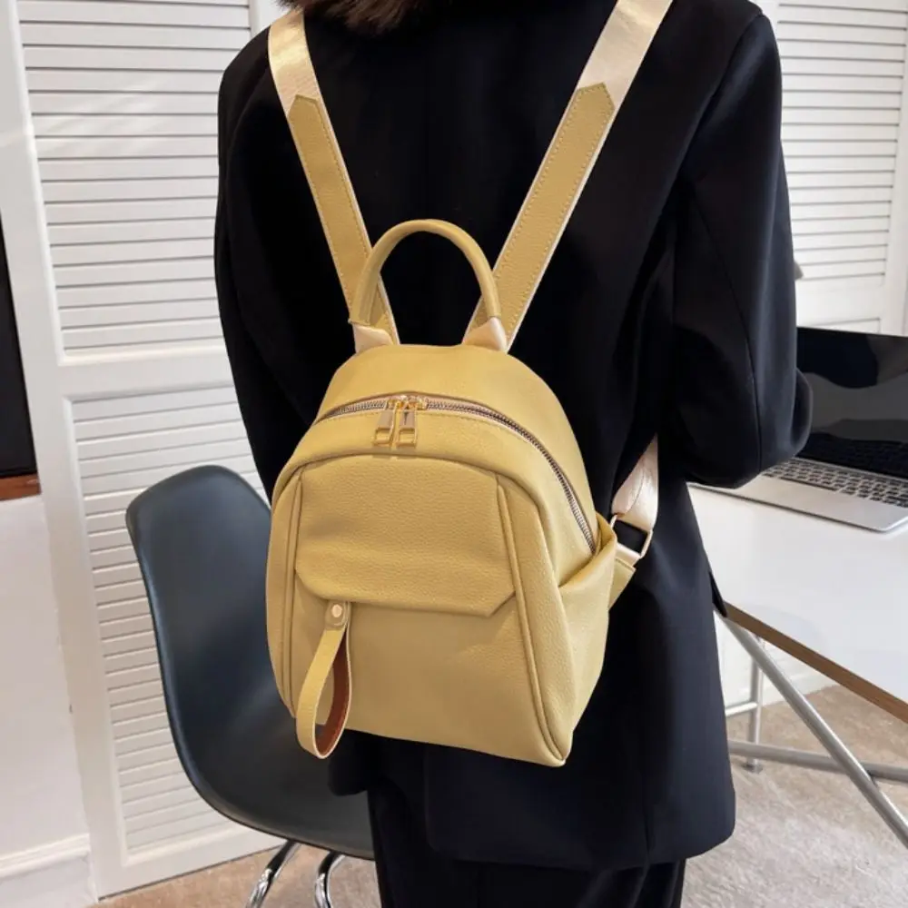 Mochila duradera de gran capacidad para mujer, mochila multifunción de cuero PU suave, bolsas de viaje simples impermeables, viaje