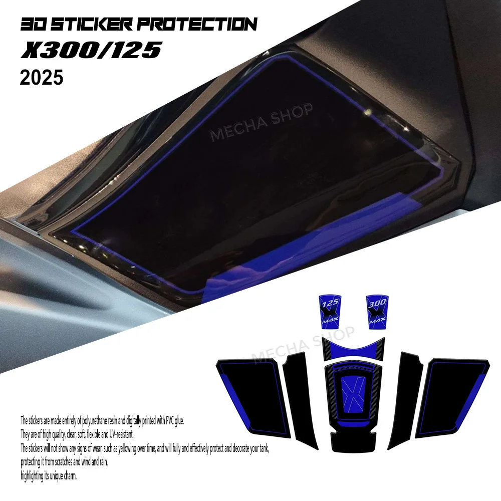 

Motorcycle Accessories 3D Resin Sticker Protector for XMax 300 and XMax 125 2023 2024 2025 2026 Tank Area Kit