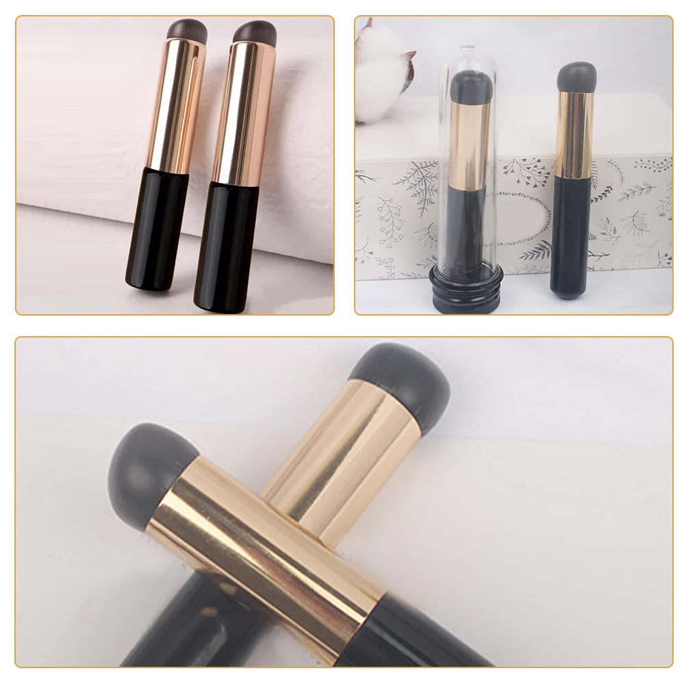 2 pçs pincéis labiais reutilizáveis aplicador labial de silicone para batom bálsamo máscara esfrega controle preciso ponta redonda com caso de armazenamento