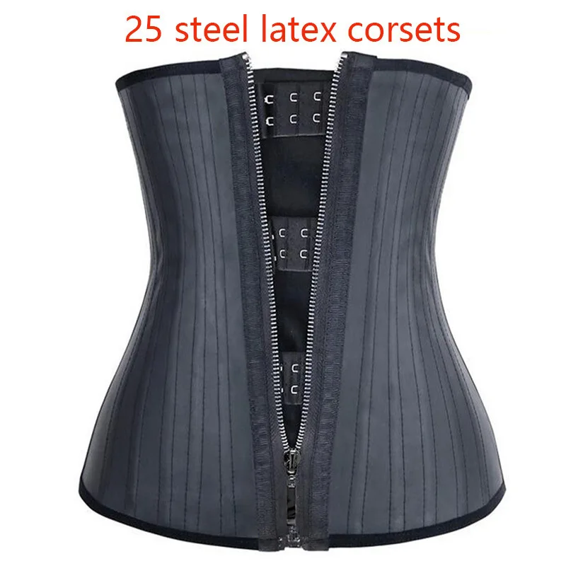 25 Steel Bone Waist Trainer Stomach Slimming Belt Modeling Straps Corset Latex Tummy Wrap Body Shaper Belly Reducing Sheath