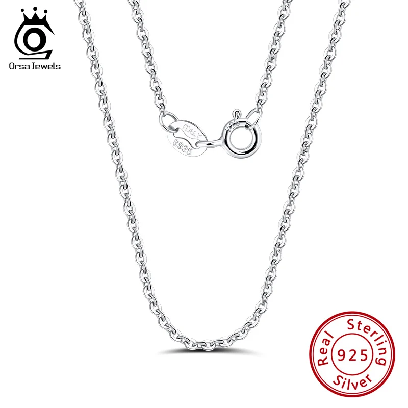 

ORSA JEWELS Italian 925 Sterling Silver 1mm Cable Chain for Women Classic Simple Basic Necklace Jewelry Gift Wholesale SC06