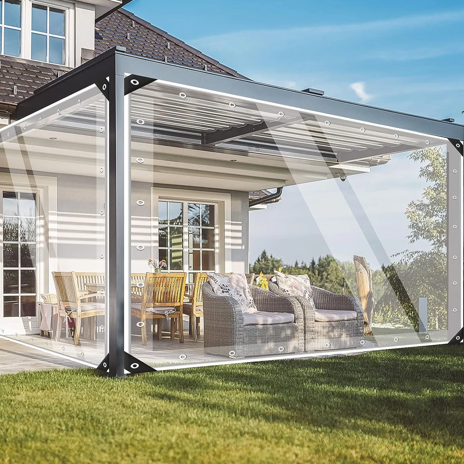 

ZK40 PVC Tarp Transparent Tarpaulin 3x5m Garden Rainproof Clear Plant Cover Cloth for Outdoor