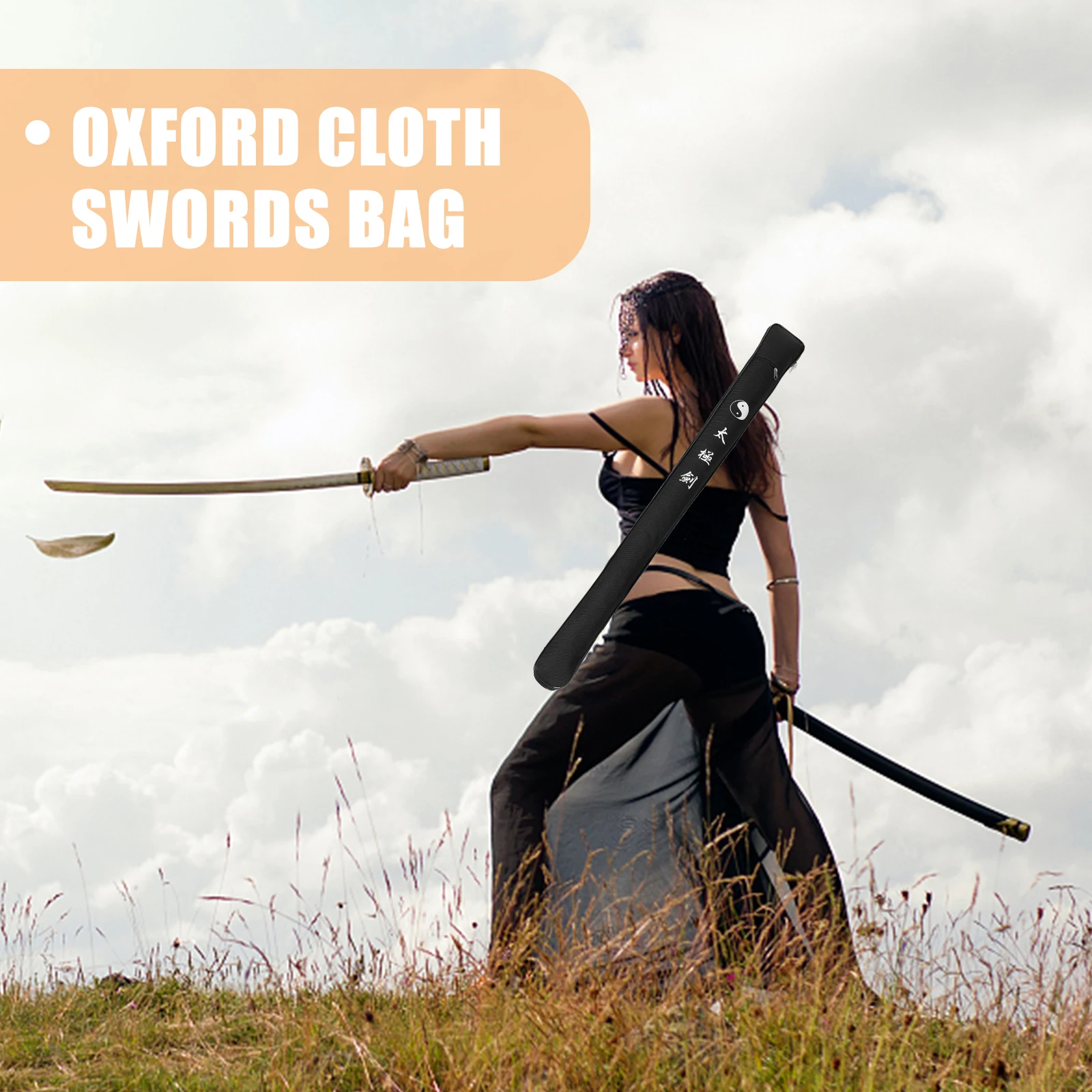 

1pcs Sword Bag Black 105cm Oxford Cloth Tai Chi Storage Case Martial Equipment Waterproof Carrying Bag Double Pocket swords