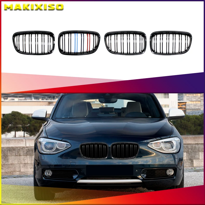 High Quality Car Front Bumper Kidney Grille For BMW 1 Series F20 F21 2011 2012 2013 2014 Replacement Double Slat Black Grilles