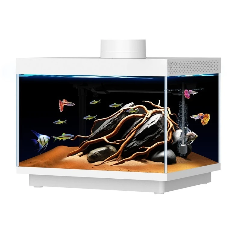 New design smart glass fish tank environmentally friendly desktop ornamental fish tank built-in heater removable air stone