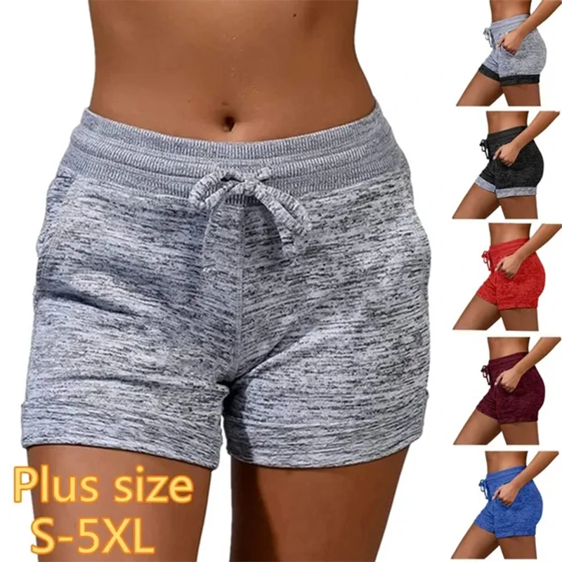

New Fashion Summer Women's Sports Shorts Yoga Pants Casual Sports High Waist Drawstring Elastic Shorts Fitness Shorts