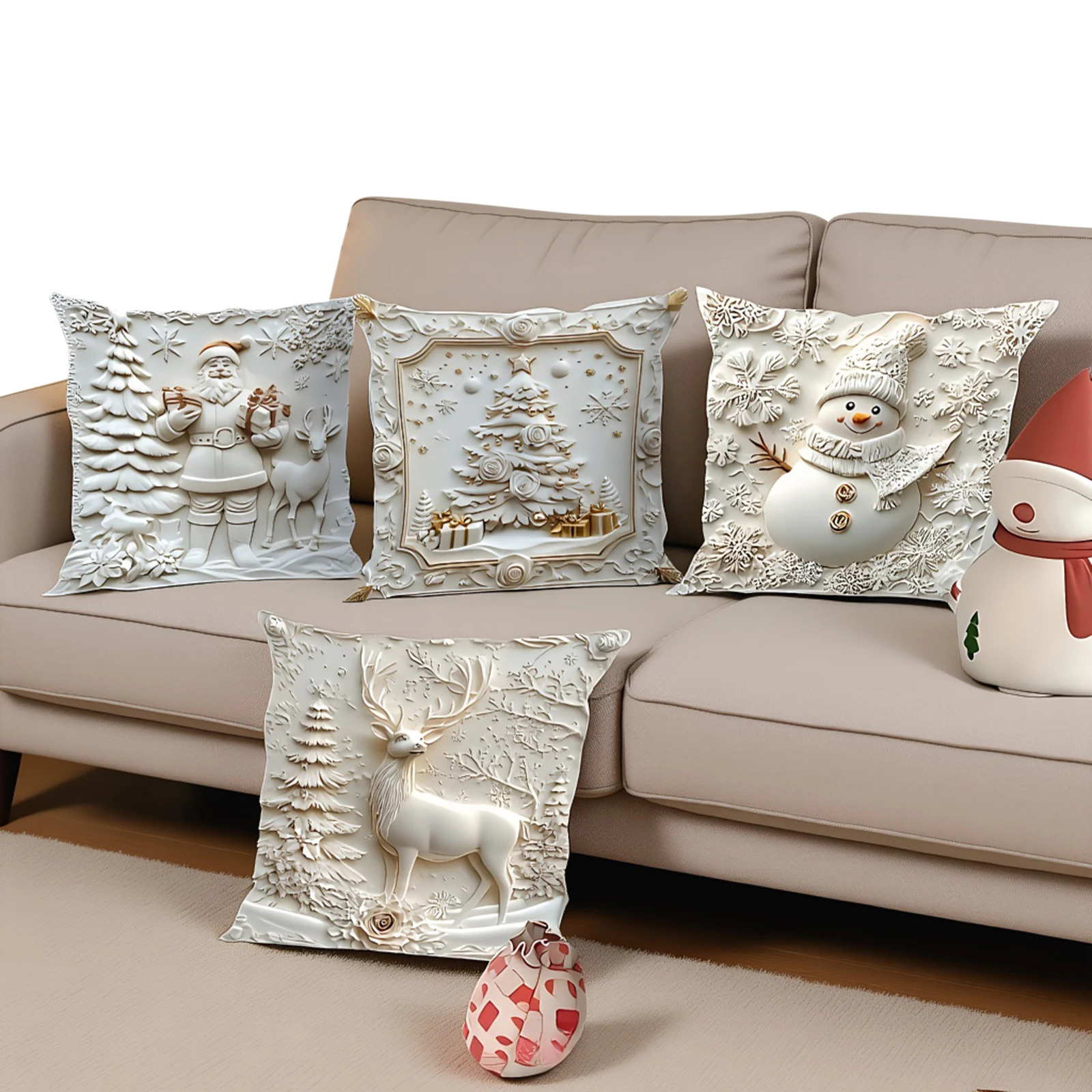 

3D Christmas Pillow Covers Christmas Decorations Pillowcase Holiday Cushion Case for Bedroom Sofa Holiday Winter Home Decor