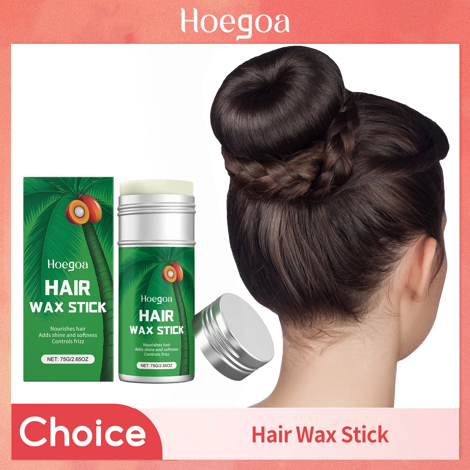 

75g Batana Oil Hair Wax Stick For Kids Women Lasting Hold Pomade Control Broken Frizz Flyaway Hair Non Greasy Hair Styling Wax