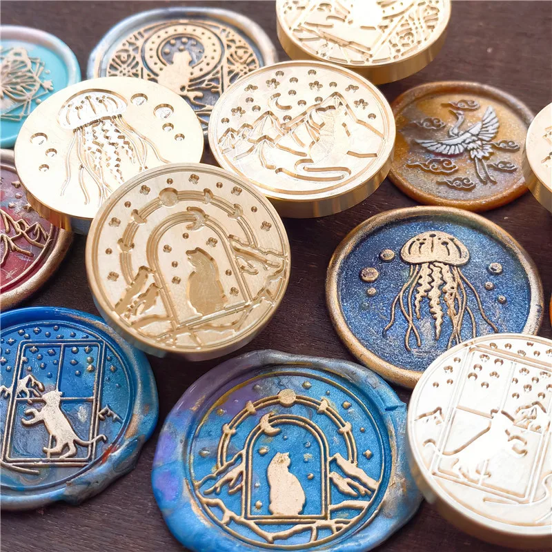 With love seal wax stamp Hydrangea Fox Rose Bee Tulip Wolf swan mermaid lily of the valley Wax Seal Stamp Sealing Stamp Head