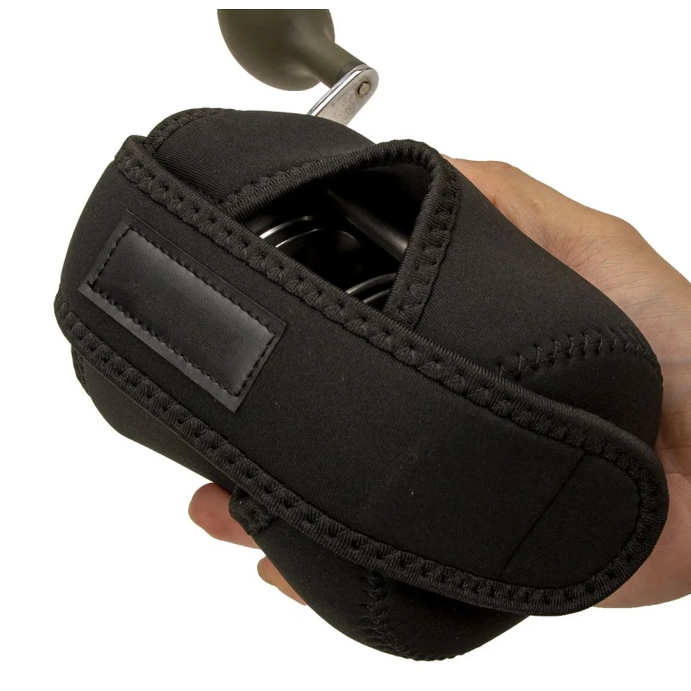Black Elastic Neoprene Reel Bag for Baitcasting and Drum Reels 43.5x9.5x14cm and 50x13.5x14.5cm Two Size Options