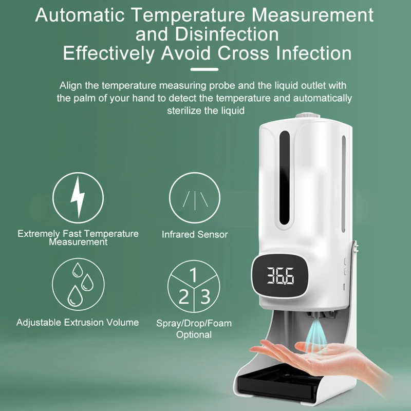 

Wall-mounted Soap Dispenser Thermometer Alarm Induction Disinfection All-in- Machine Office, Kitchen, Bedroom 2021