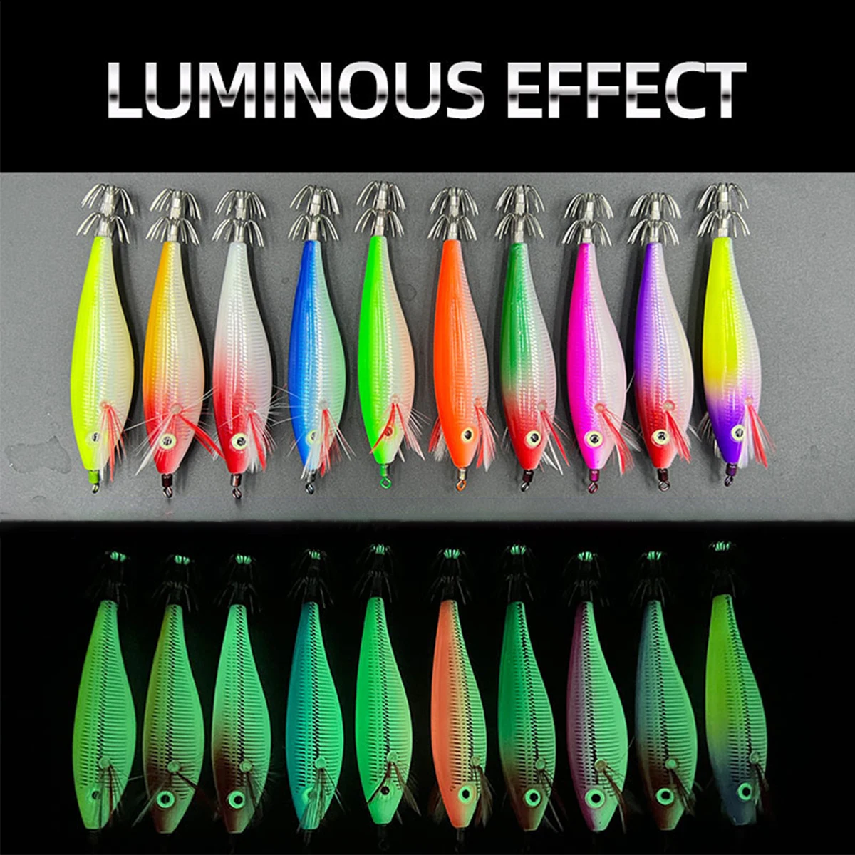 

1Pc Luminous Squid Jig Hook Bait 100mm 10g Shrimp Octopus Squid Bait Sinking Shrimp With Sound Beads Fishing Lure Sinking Shrimp