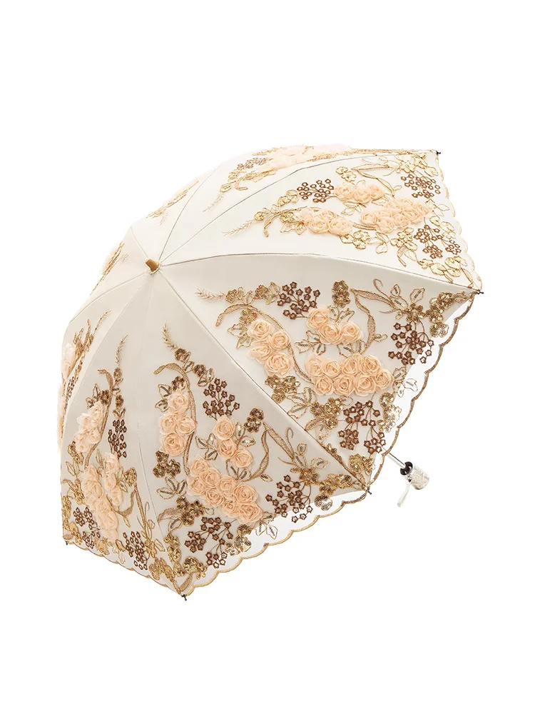 

Fairy Sunny Folding Umbrella, UV Protection, Portable, Folding, Sun, Thickened, Dual Purpose, Embroidery, Upf50 +