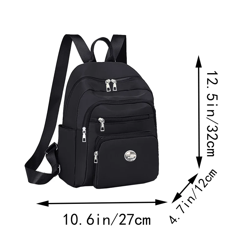 Black Brown Classic Grid Print Small Backpack Multi Zipper Pockets, Casual Fashion Daypack Holds Phone Cosmetic Essentials