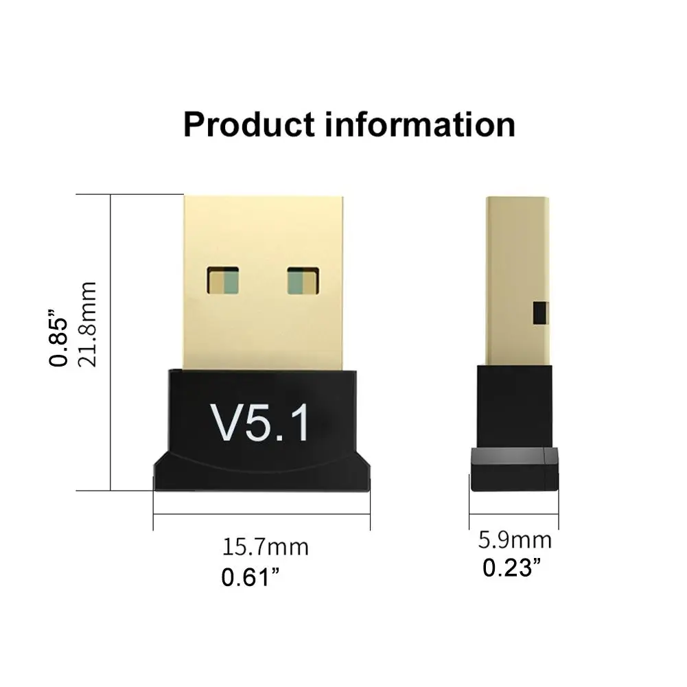 USB 블루투스 5.1 어댑터 송신기 수신기 블루투스 오디오 블루투스 동글 무선 USB 어댑터 컴퓨터 PC 노트북용
