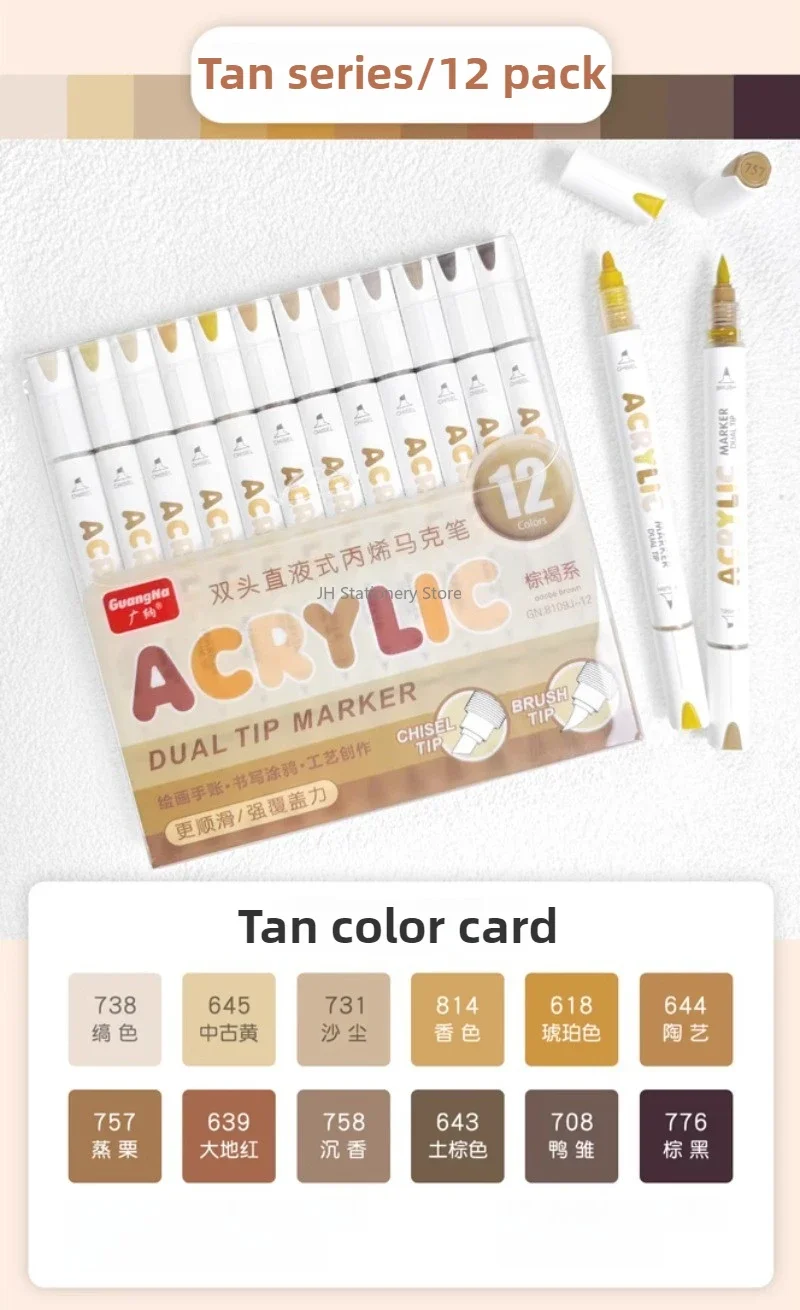 GuangNa Dual Tip Neuer drückenfreier Student Malerei Handzeichnung Acryl Marker Gerader flüssiger wasserdichter Graffiti-Stift – Detail 17