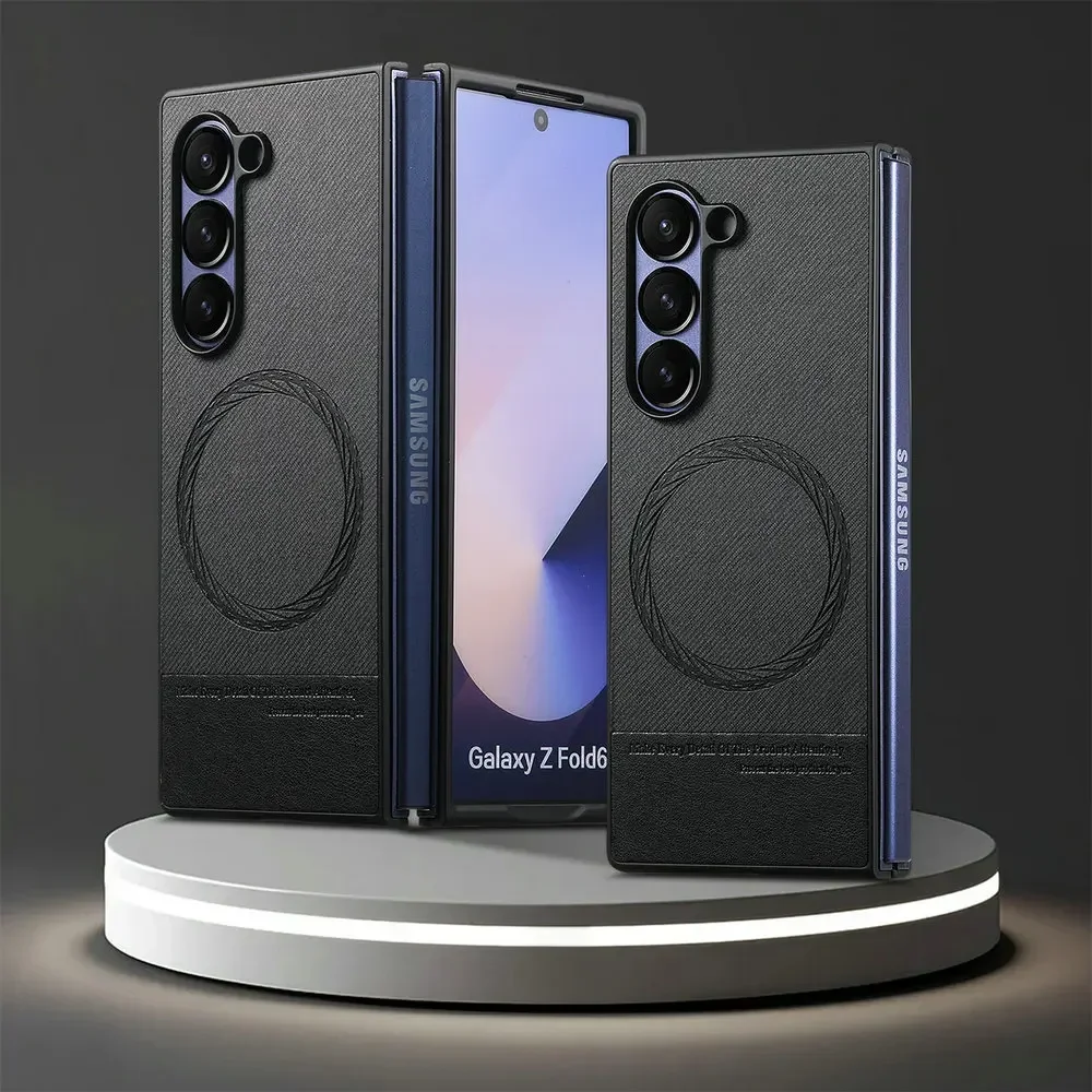Für Samsung Galax Z Fold 7 5G Luxus Fall Wireless Charge Leder Magnet Zurück Coque für Galaxy Z Fold 6 5 4 3, Stoßfest Fall