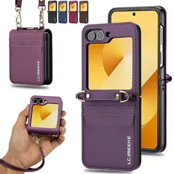 Magnetic Flip Leather Phone Case for Samsung Galaxy Z Flip 6 5 4 3 5G Flip6 Flip5 Flip4 Wallet Card Cover Etui Coque