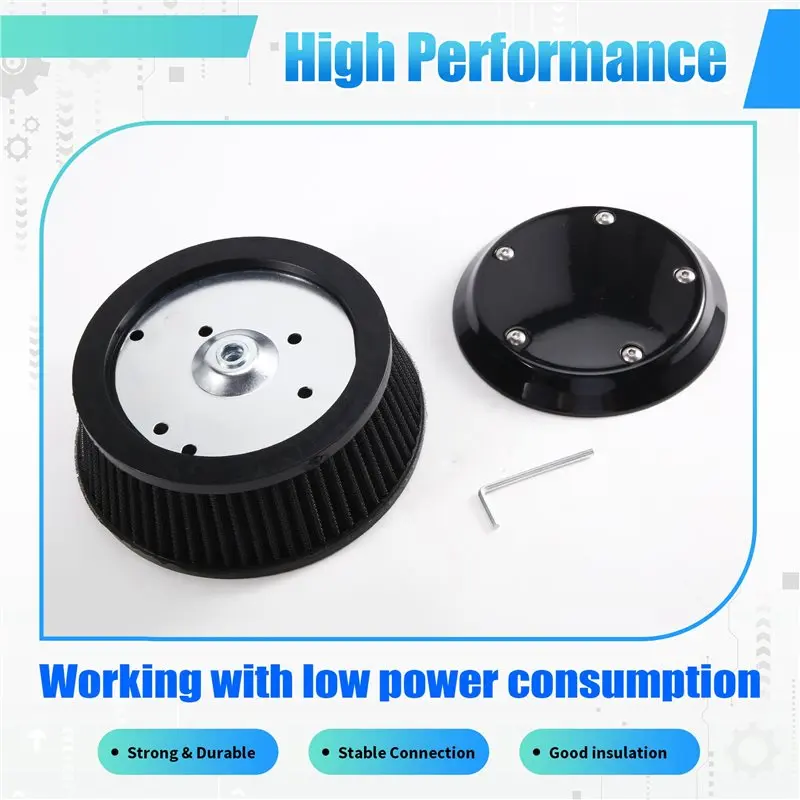 A11M-Black Air Cleaner Cove& 6-Hole Filter For Dyna Softail Touring 1999- 2016 Motorcycle Trike 08- 16
