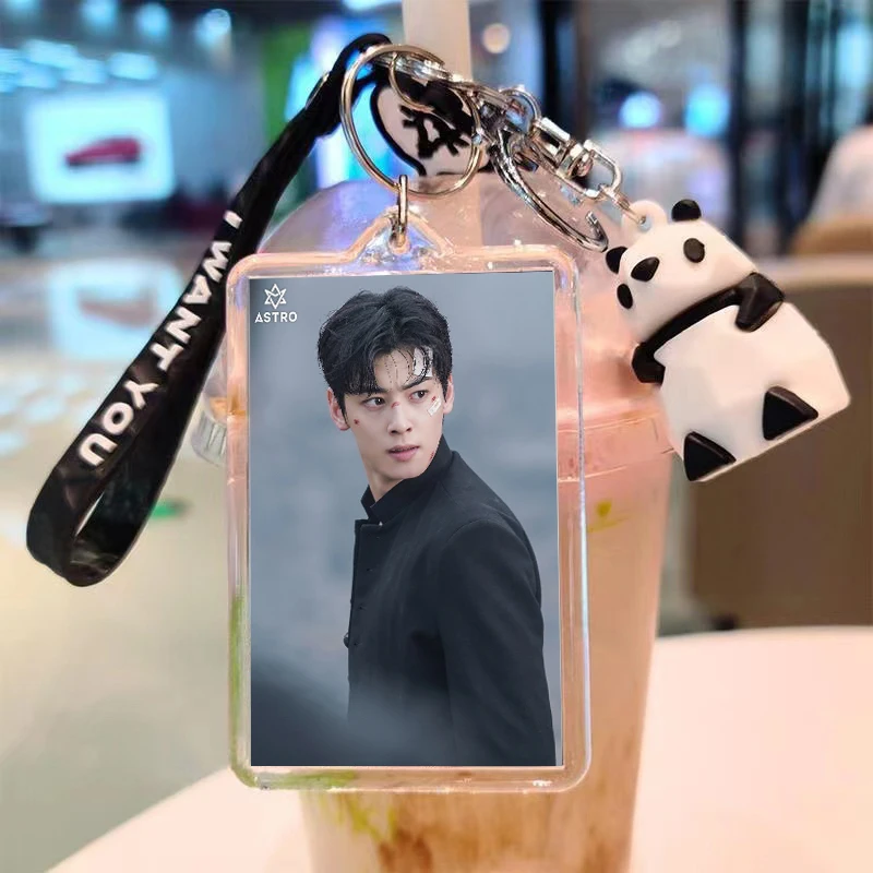 New Cha EunWoo Acrylic Panda Keychain Backpack Pendant gift