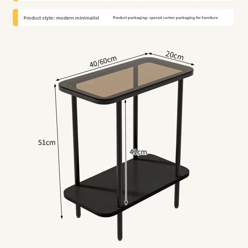 Bedside table Modern simple double-layer narrow-slit storage rack Mini edge table next to the sofa in the living room image 6