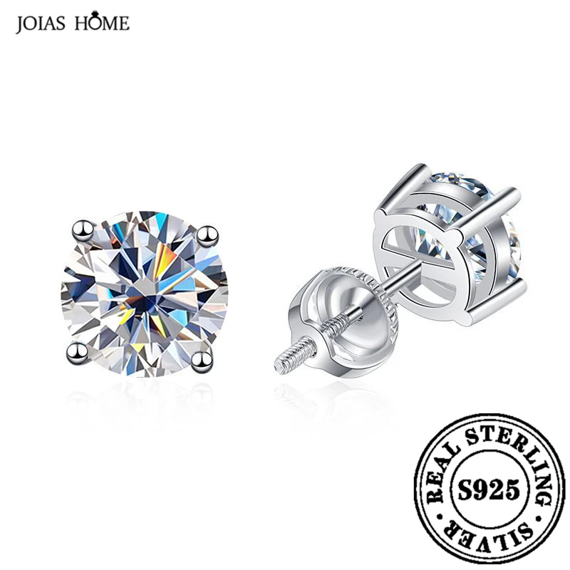 

JOIAS HOME 0.5-2CT Women's Moissanite Diamond Earrings 925 Sterling Silver Screw Back 2024 Women's Moissanite Gemstone Earrings