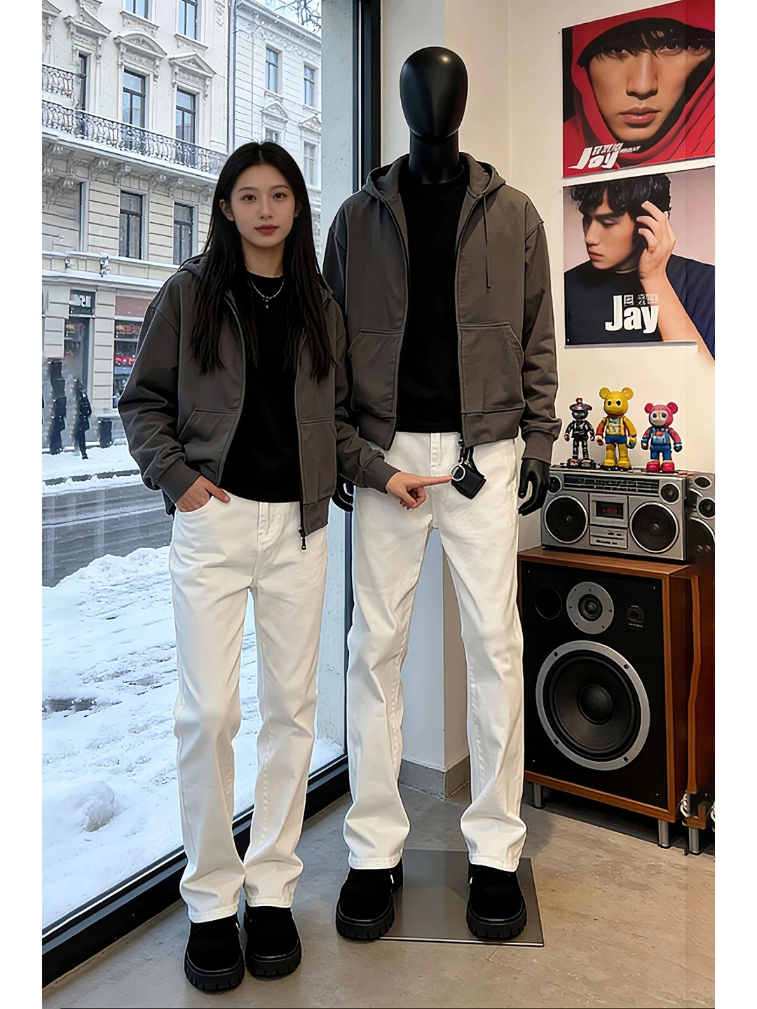 

American Sle Cleanfit White Jeans Men's Straight Leg Slimming Pants Narrow Version Knife Flared Pants Casual Wear