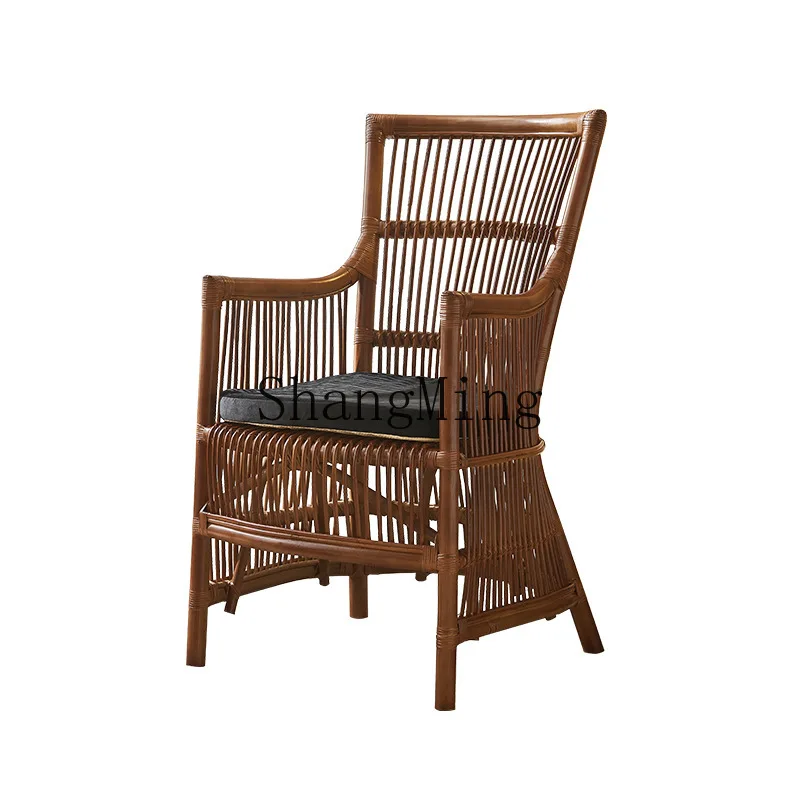 

ZYY Premium Delicate Rattan Balcony Handmade Rattan Woven Leisure Chair Home High Back Office Homestay Creative Dining Chair