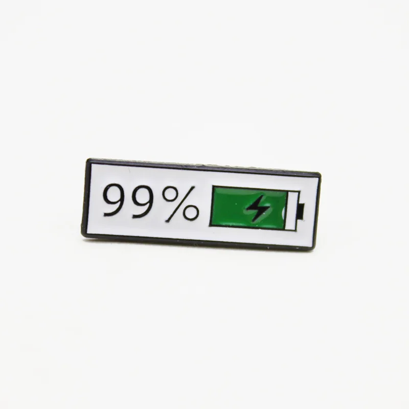 Diy Battery Energy Metal Brooch 99% 1% Saving Battery Energy Enamel Pins Badge Lapel Pin Collar Button Creative Jewelry Gifts