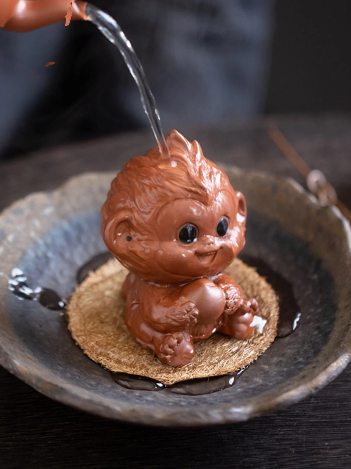 

Figurines Home Furnishings Ornaments Creative Cute Little Monkey Tea Pet Purple Sand Tea Set Office Study Decoration Crafts