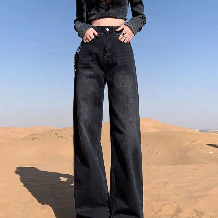 

Black Jeans Female Clothing High Waist Denim Y2K Korean Fashion Style Vintage Boyfriend Baggy Oversize Loose Casual Aesthetic