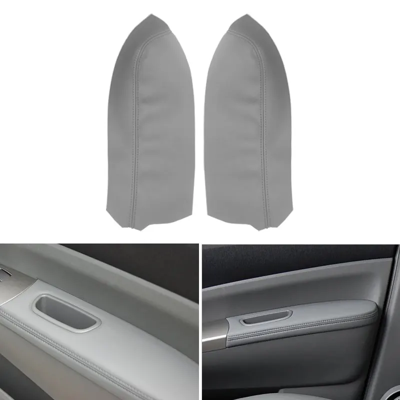 2pcs Gray For Toyota Prius 2004 2005 2006 2007 2008 2009 Car Microfiber Leather Front Door Armrest Panel Cover Protective Trim