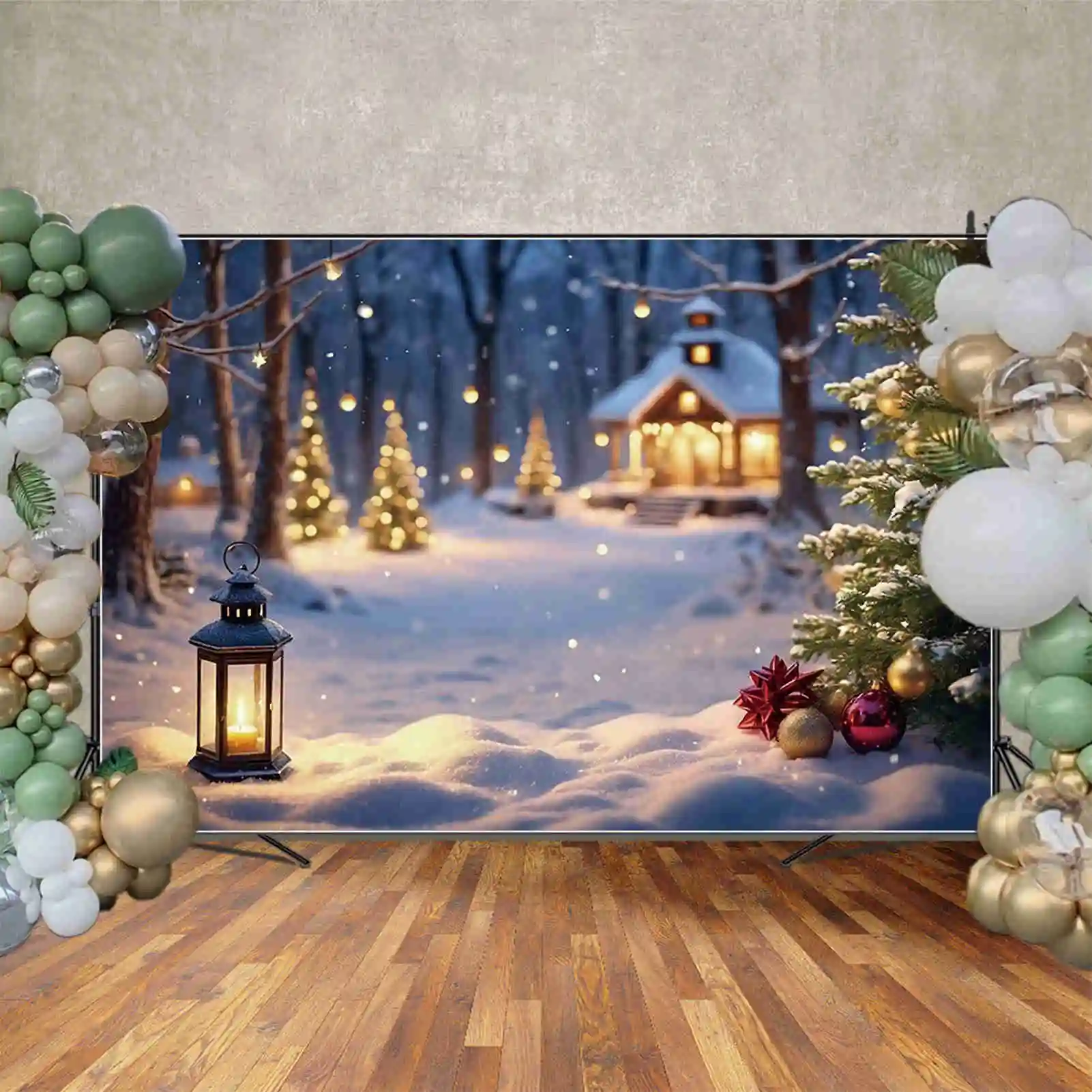 MOON.QG Christmas Pine Tree Background Photography Studio Snow Winter Forest Photozone Backdrop Children Party Photocall Props