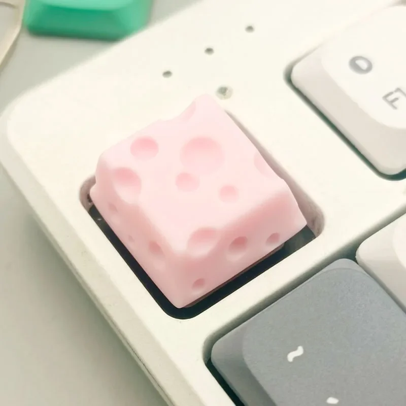 Resin Cheese Artisan Keycap for MX Cross Stem  Cute Low-Profile Design, Handmade Mechanical Keyboard Gift for Gamers