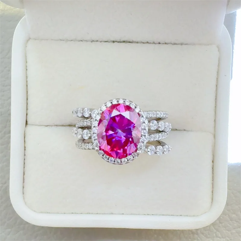 Exquisite Cut Pink Pigeon Egg Ring For Women 3ct Moissanite PT950 Platinum | Transparent and shining, radiant glow