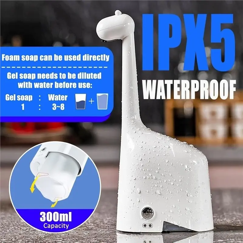Exquisite-For Bathroom Kitchen IPX5 Waterproof Automatic Foaming Soap Dispenser, 10 Oz/300 Ml Rechargeable Touchless Smart Dispe