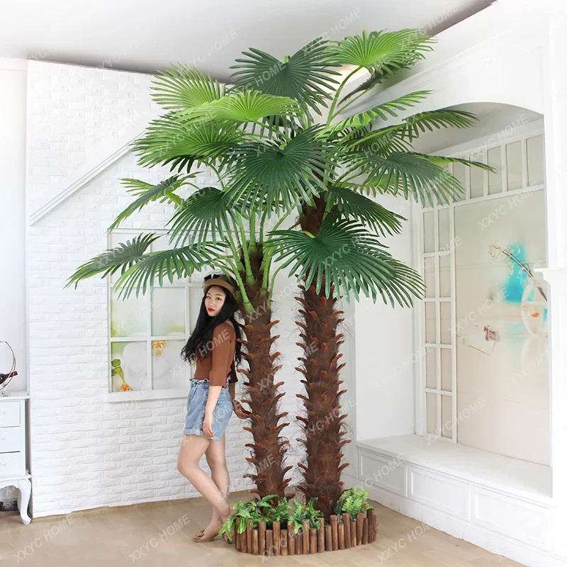 Fake Trees Imitation Coconut Tree Decoration Indoor Tropical Green Plants Floor Bonsai View Living Room Large Plant Trees