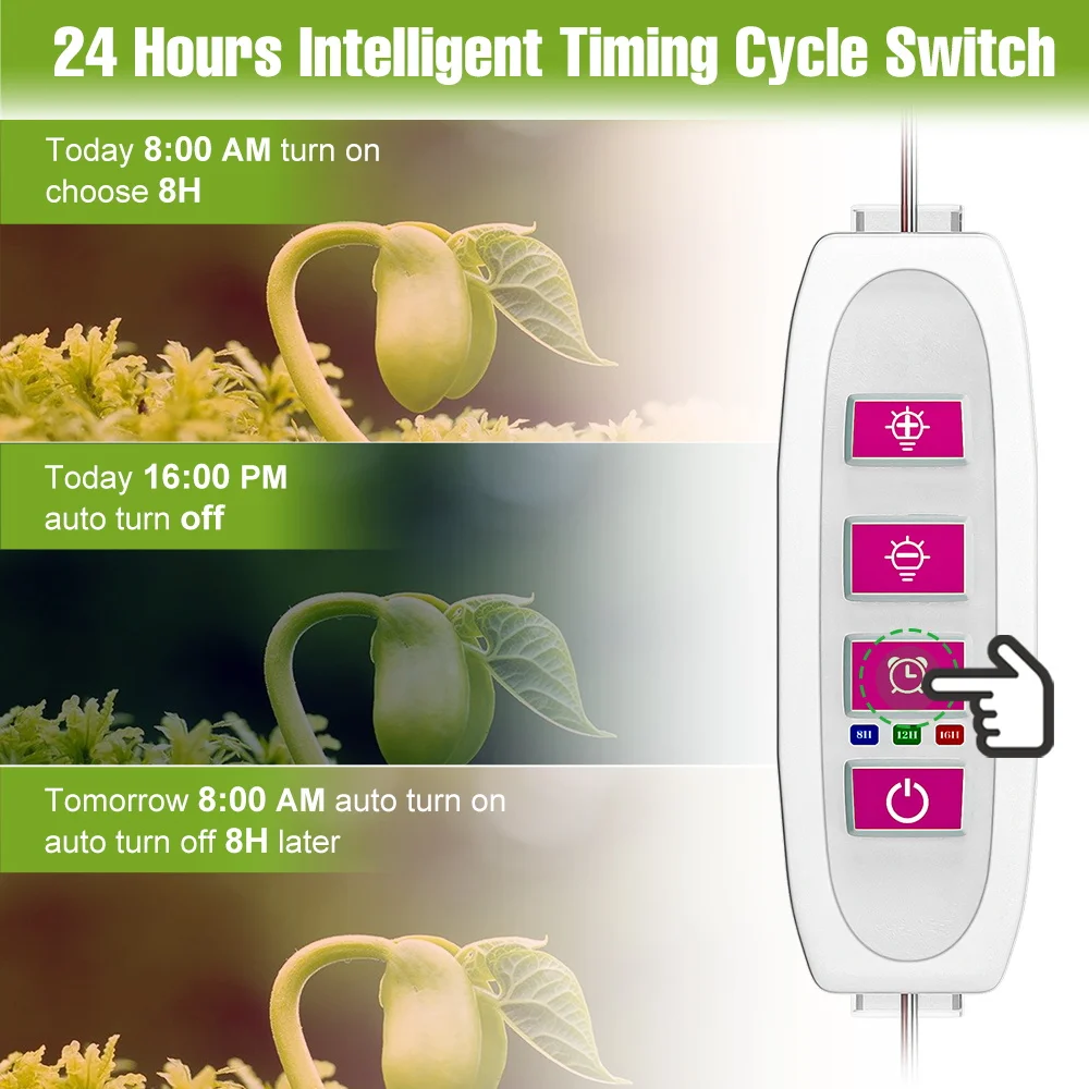4ヘッドLED育成ライト フルスペクトル量子ボード植物ランプ USB 5V 室内栽培ボックス 鉢植えの花 多肉植物栽培用