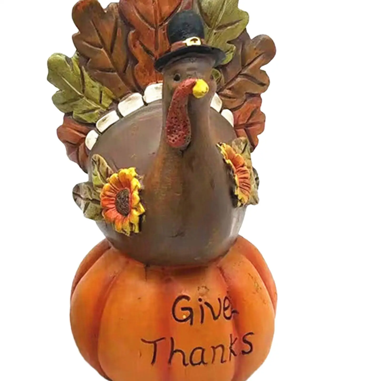 Thanksgiving Pumpkin Turkey Decor Tabletop Turkey Fall Autumn Decor Decorative Statue Sculpture for Home Office Fall Harvest image 5