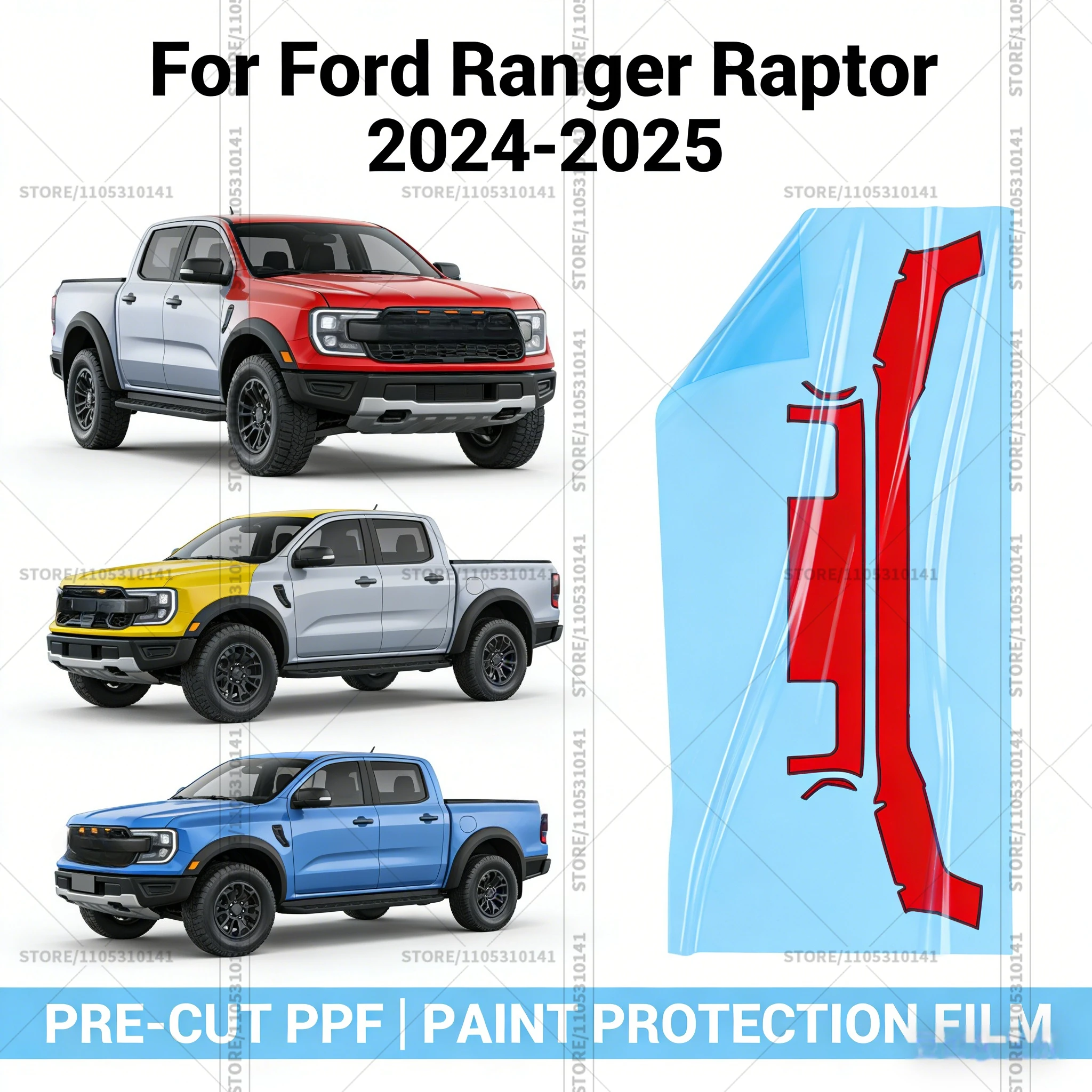 

For Ford Ranger Raptor 2024-2025 Pre-Cut Paint Protection Film PPF Transparent Car Film Automotive PPF Front Bumper