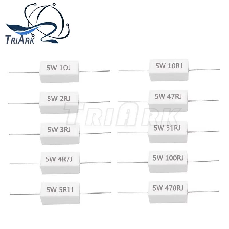 10PCS 5W 5% Cement Resistor Power Resistance 0.1 ~ 100K 0.1R 0.5R 1R 10R 100R 0.22 0.33 0.5 1 2 5 8 10 15 20 25 30 100 1K 10Kohm