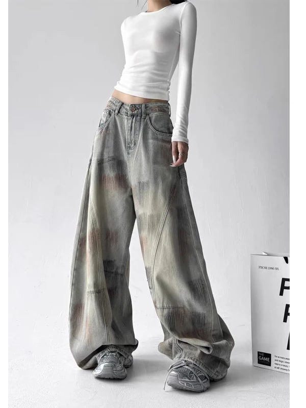 

Spring 2026 Women's Loose Fit fiti Wide Leg Jeans Faionable Versatile High Waist Zipper Closure Comfortable Denim Trousers