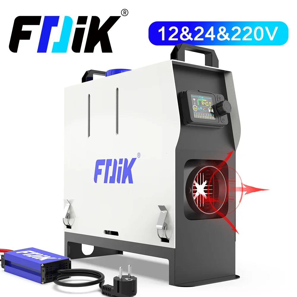 FDIK 220V 8KW diesel heater 12v 24v air parking heater with low noise pump lcd control timer function app bluetooth