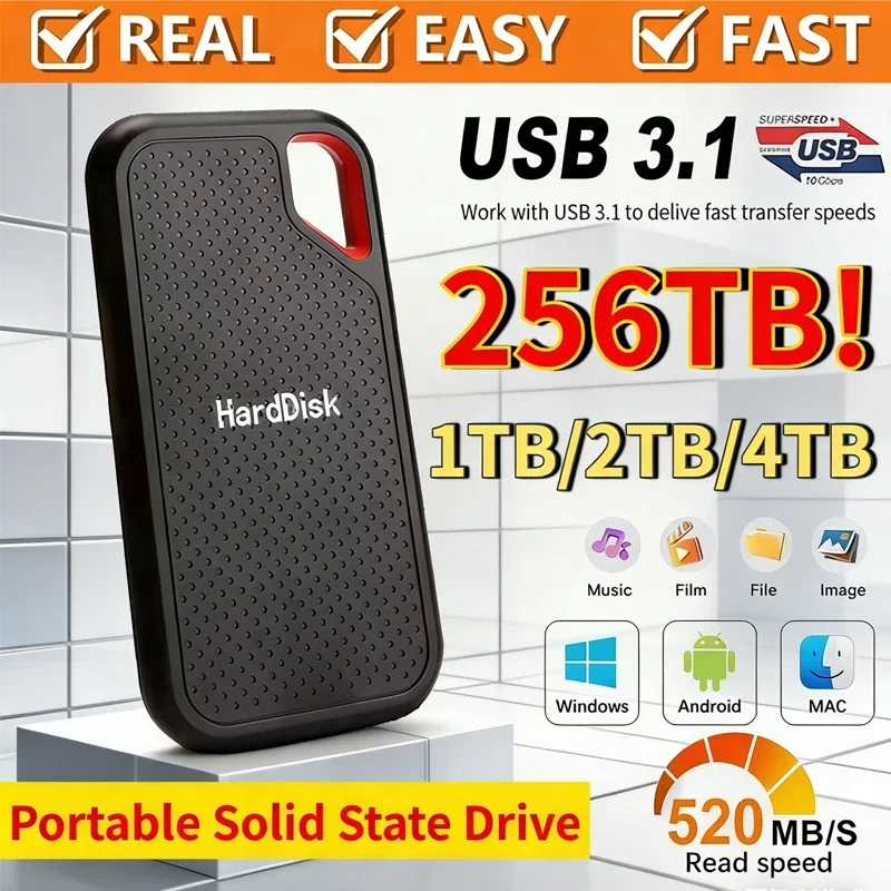 

Внешний твердотельный накопитель Lenovo Mobile SSD E61 2 ТБ, 6 ТБ, 8 ТБ, 256 ТБ USB 3.1 для ноутбуков, PS5, мобильных устройств